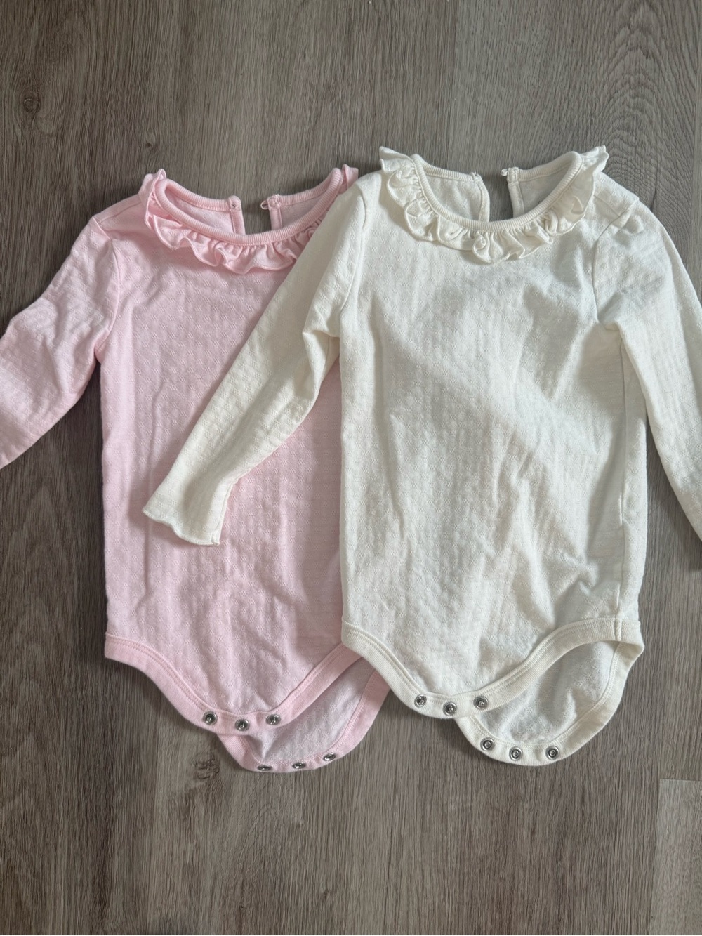 Garanimals Long-Sleeve Ruffle Collar Bodysuits - Pink and Cream